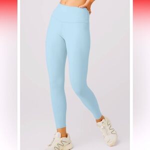 ALO YOGA HIGH WAIST AIR BRUSH WARM CHALK BLUE LEGGINGS LIKE NEW